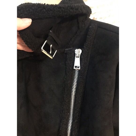 Loft Faux suede Sherpa Black Moto jacket Brand New With Tags NWT $210 2021 - Picture 8 of 14
